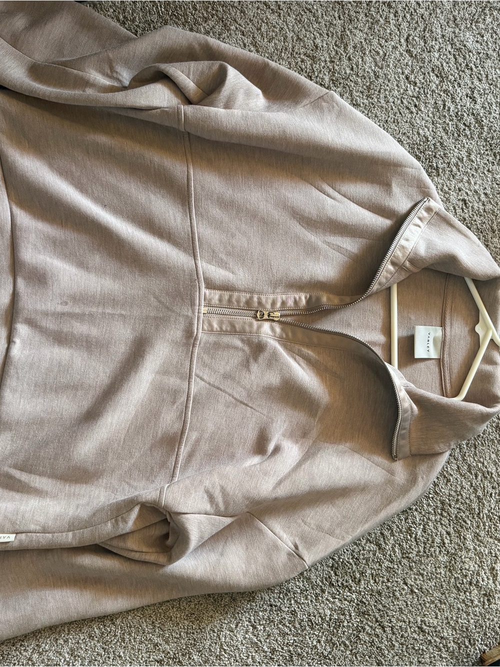 Varley Light Taupe Half-Zip Bomber Jacket